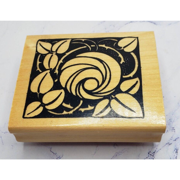 Spiral Flower Art Design Floral Garden Wood Mounted Rubber Stamp - Picture 1 of 7